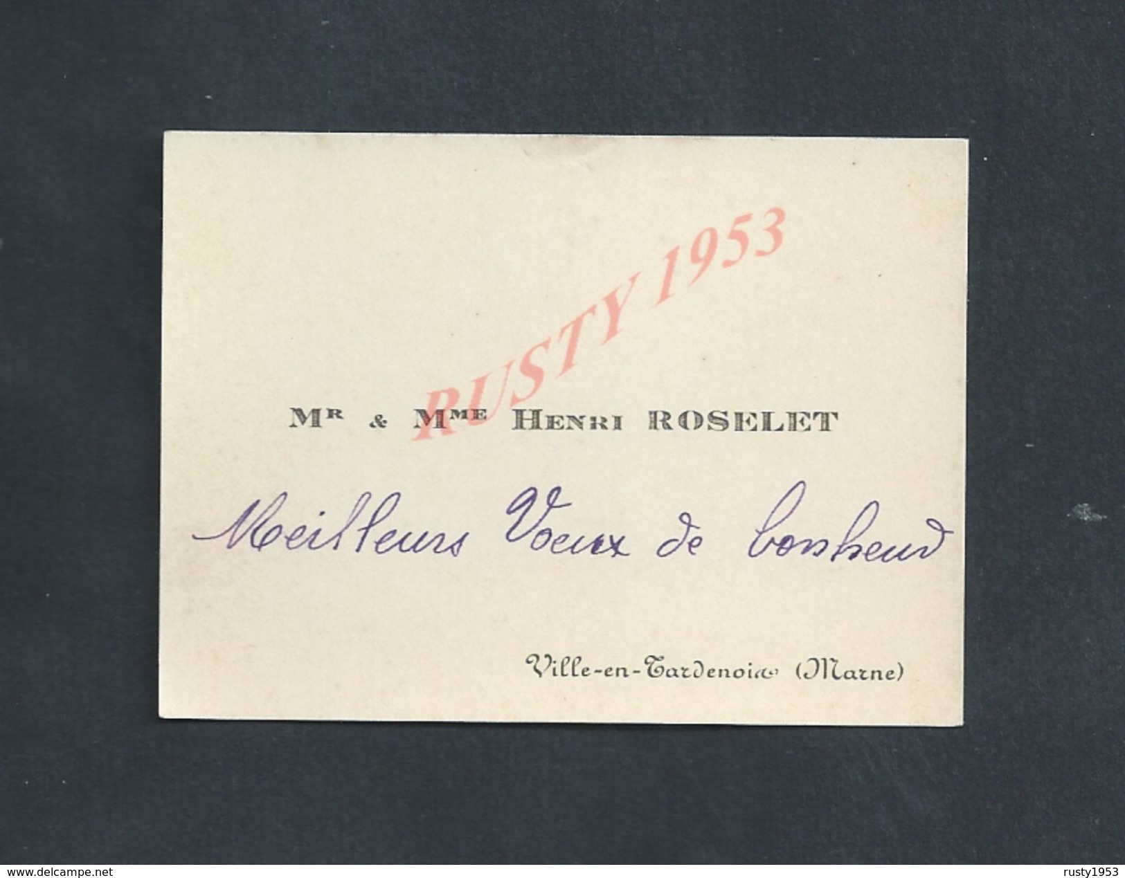 CDV CARTE DE VISITE M & Mme HENRY ROSELET VILLE EN TARDENOIS : - Visiting Cards