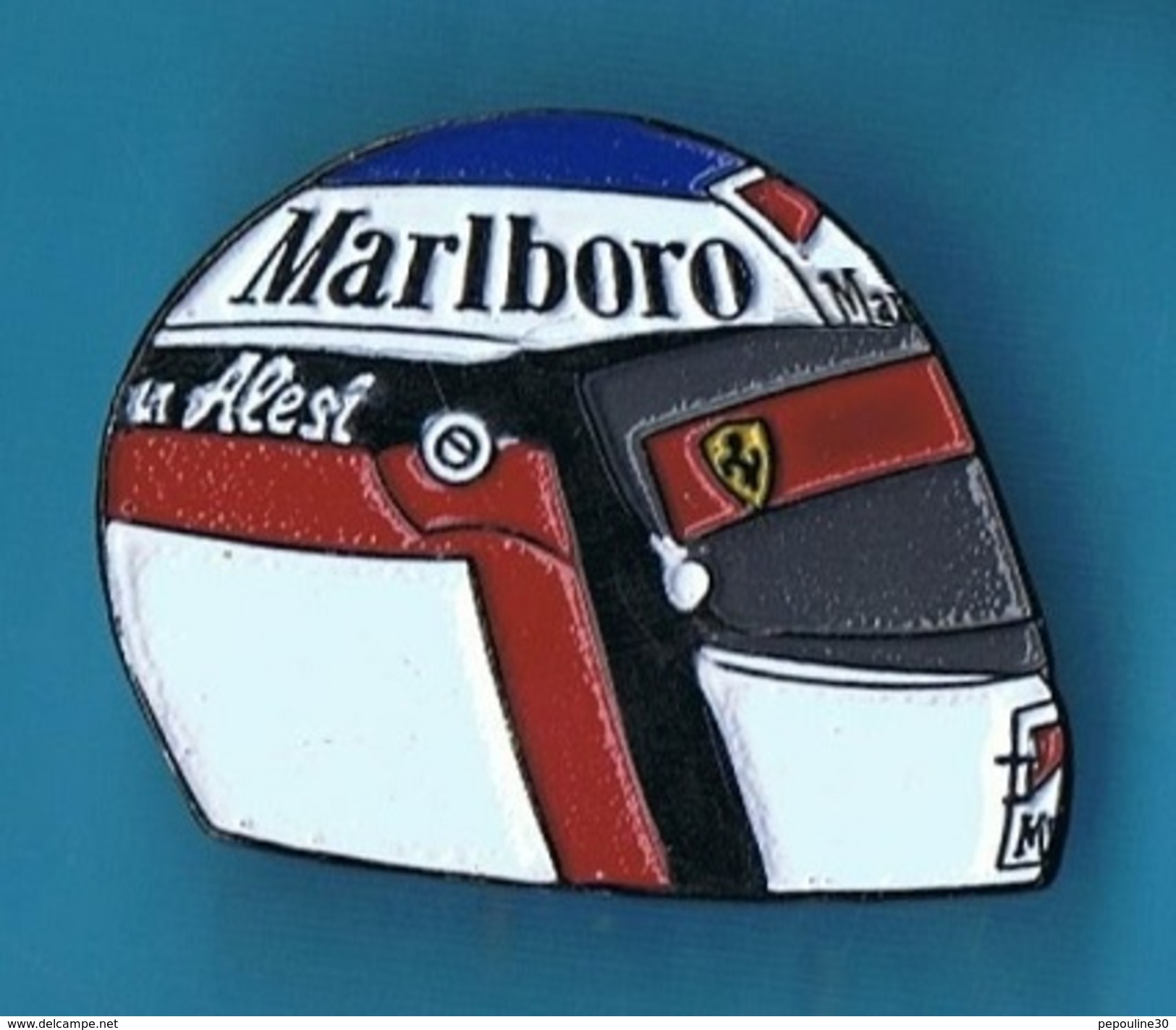 PIN'S //  ** CASQUE ** JEAN ALESI  ** 91 ** FERRARI ** N°27 ** MARLBORO ** - Car Racing - F1