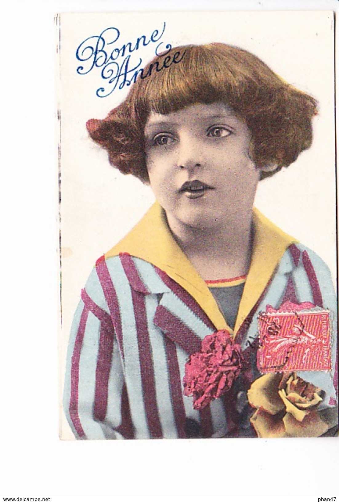 BONNE ANNEE, Petit Garçon En Costume De Marin, Roses, Ed. M.L. Paris 1930 - Nouvel An