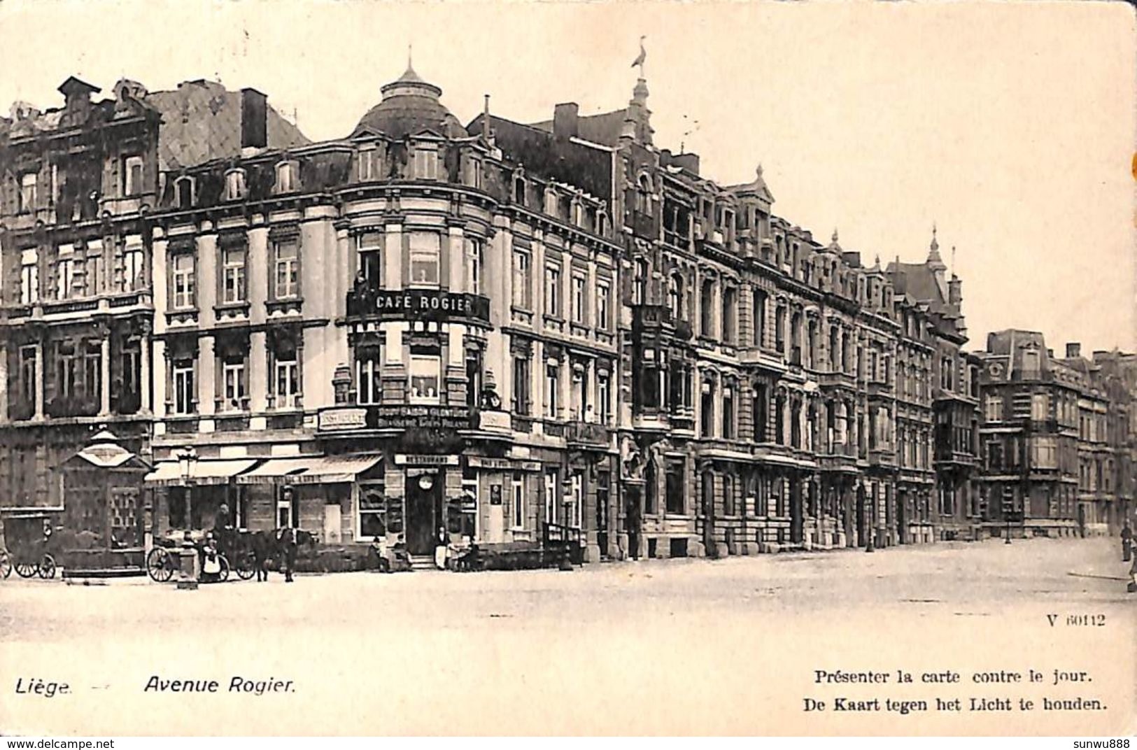 Liège - Avenue Rogier (animée, Commerces, Café, Brasserie 1912 ...présenter La Carte Contre Le Jour) - Luik
