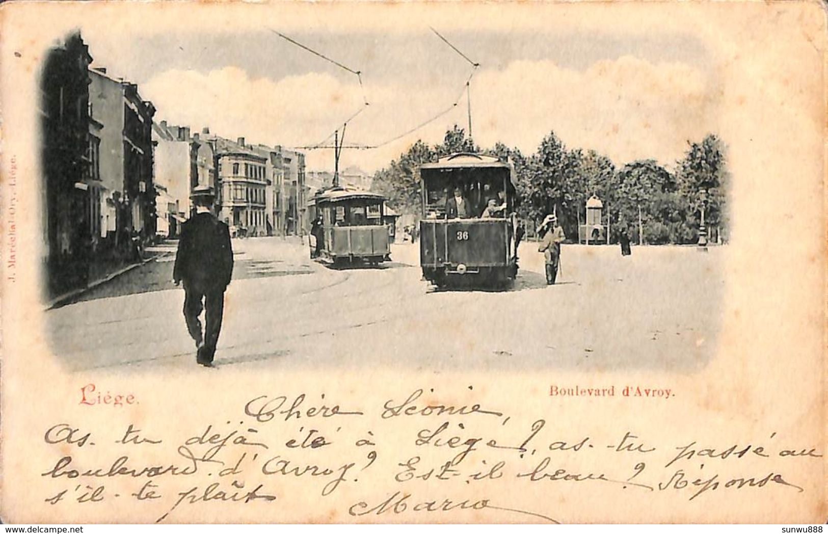 Liège - Boulevard D'Avroy (top Animation Tram Tramway, Gros Plan, Précurseur) - Luik