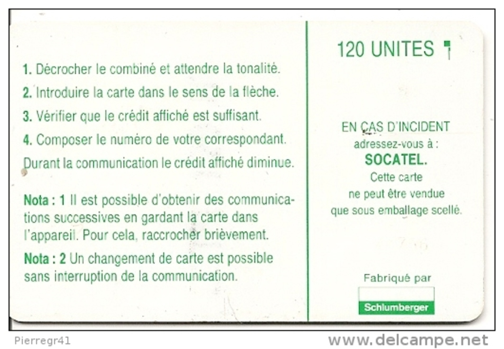 CARTE-PUCE-CENTRE AFRIQUE-120U-SC5-SOCATEL-VERT-N°Ge 43756-TBE - Zentralafrik. Rep.