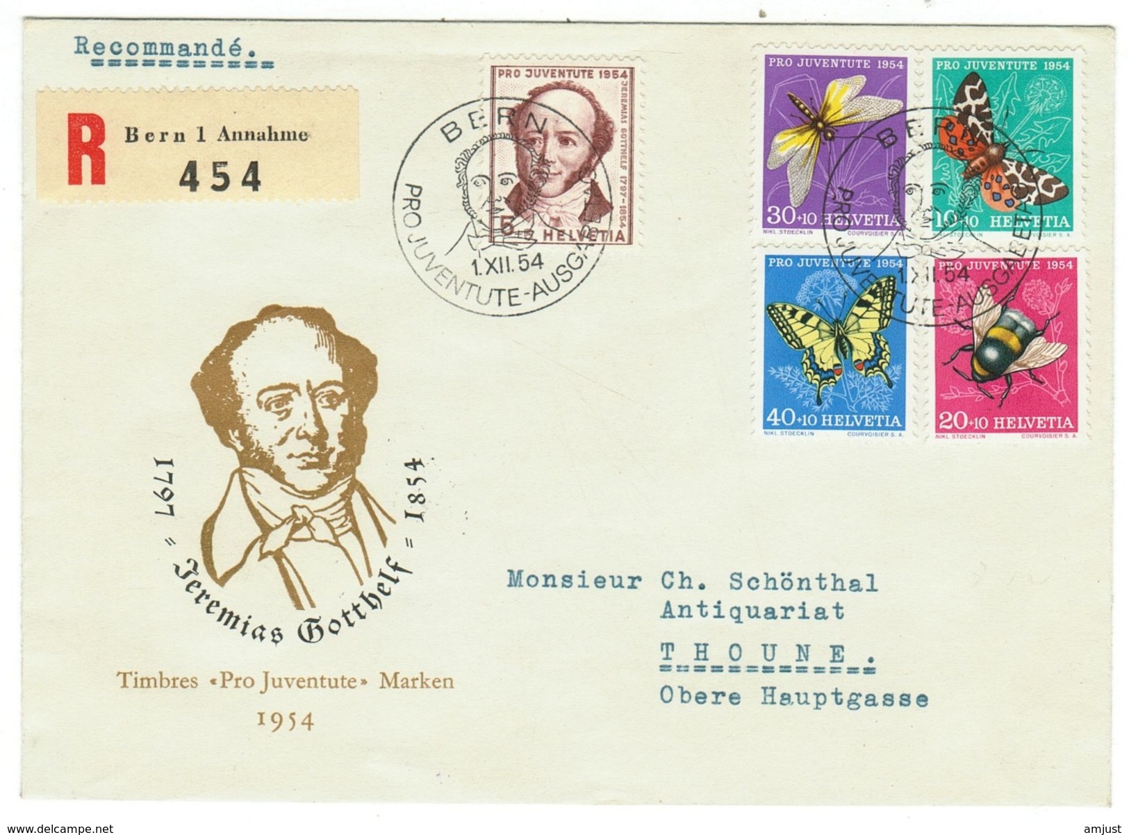 Suisse // Schweiz // Switzerland //  Pro-Juventute  // 1954 Série Complète Sur Lettre 1er Jour - Storia Postale