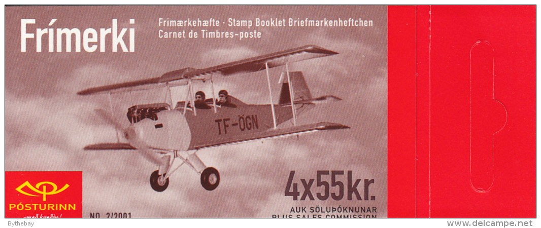 Iceland 2001 Booklet Of 4 Scott #935a 55k TF-OGN Bi-plane - Airplanes - Carnets