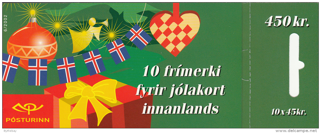 Iceland 2002 Booklet Of 10 Scott #980a 45k Gifts Under Tree - Christmas - Carnets