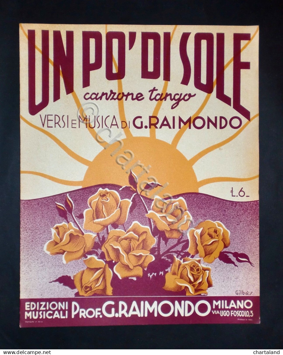 Musica Spartiti - Un Pò Di Sole - Canzone Tango - G. Raimondo - 1938 C.a - Unclassified