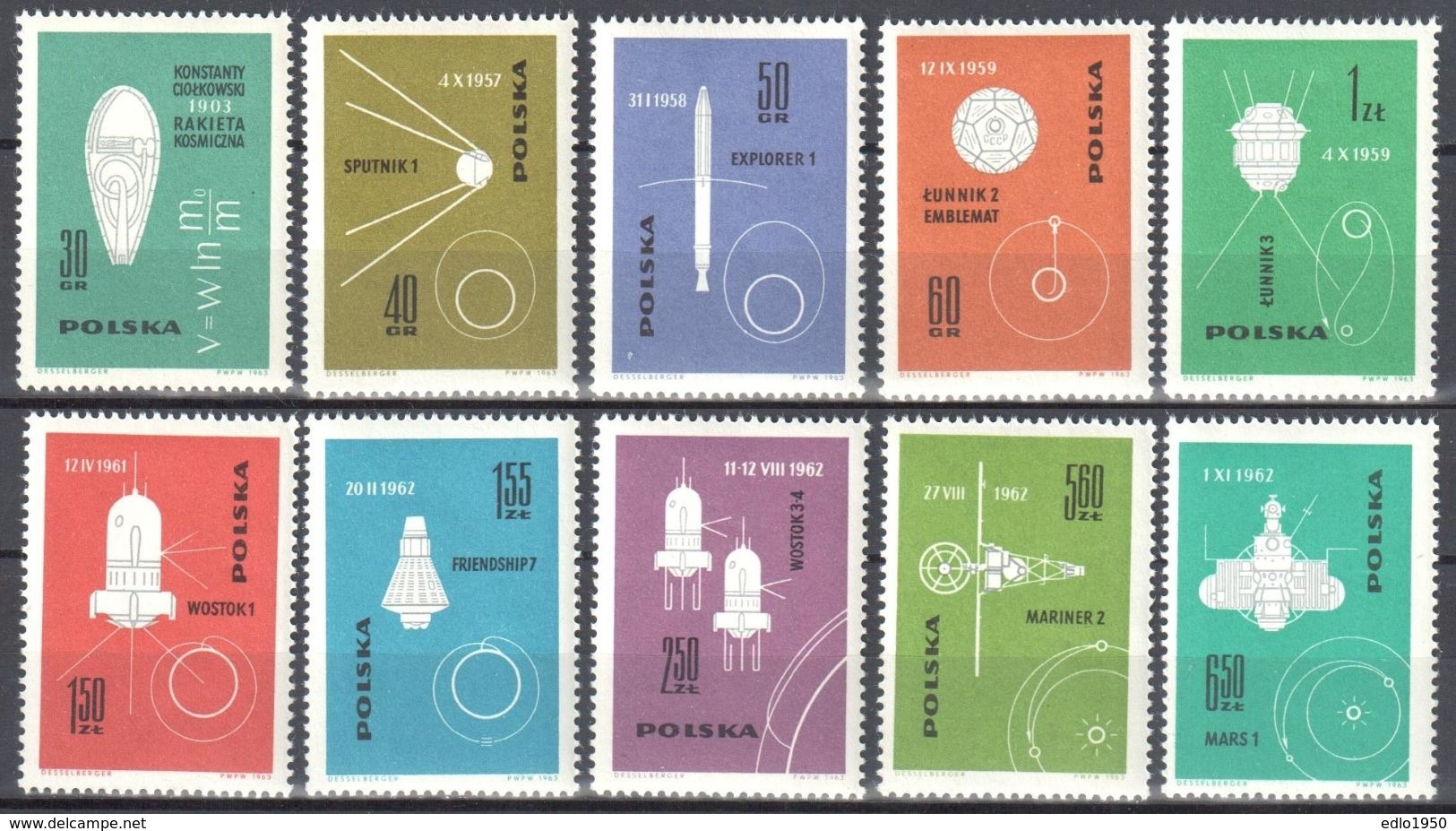 Poland 1963 - Conquest Of Space - Mi 1437-46 - MNH (**) - Nuevos