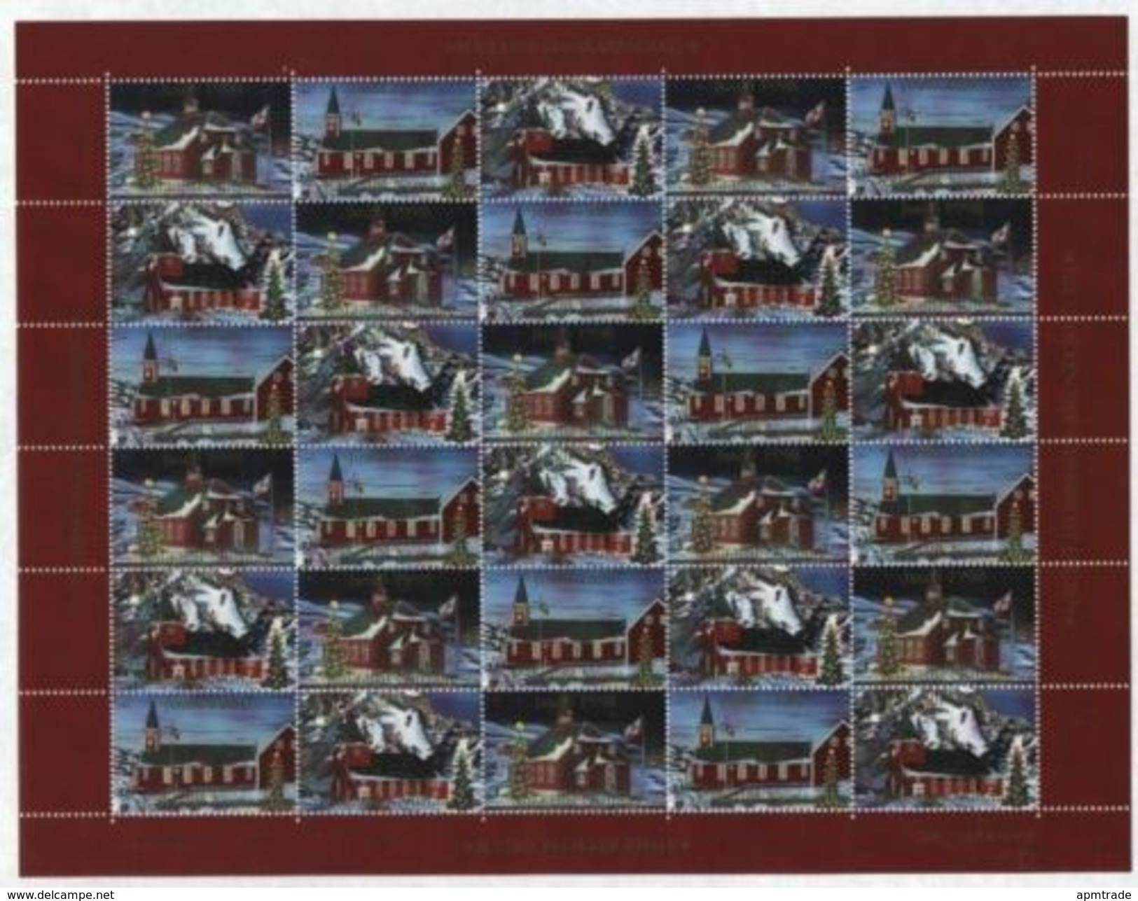 Greenland.  Christmas Seal 1998 Unfolded Sheet Mnh. Church,Flag - Other & Unclassified