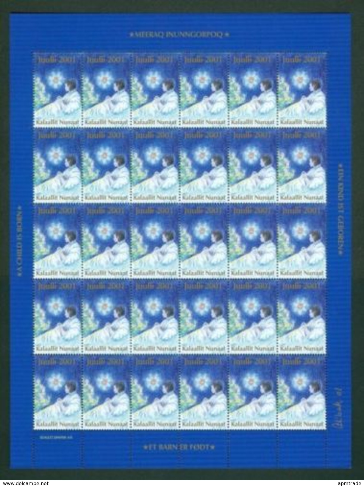 Greenland. Christmas Seal Sheet 2001 MNH  Unfolded. Christmas Night. - Other & Unclassified