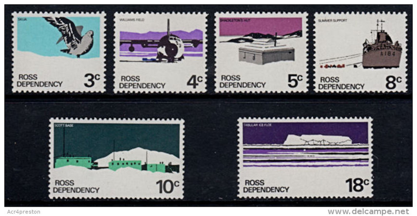 C0427 ROSS DEPENDENCY 1972, SG 9-12, 13a &amp; 14a Local Scenes, P13 &amp; P13&frac12; X 13, 1979 Printing MNH - Unused Stamps