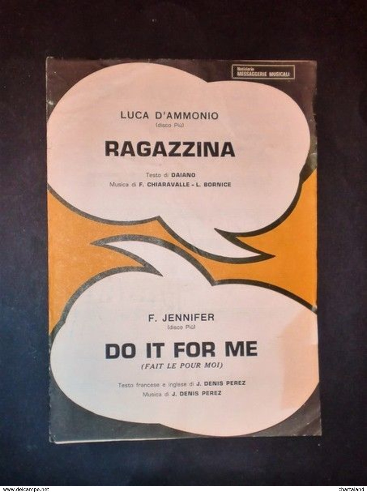 Musica Spartiti - "Ragazzina" (D'Ammonio) E "Do It For Me" (Jennifer)- 1976 C.a - Non Classificati