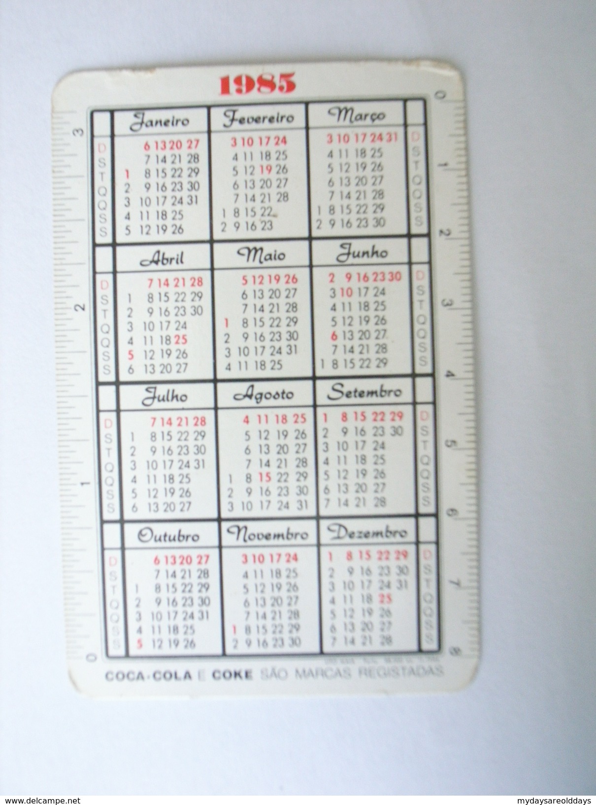 1 Calendar - Portugal Bebida Boisson Drink Bevanda Getrank Juice Coca Cola Pepsi (d92) - Petit Format : 1991-00