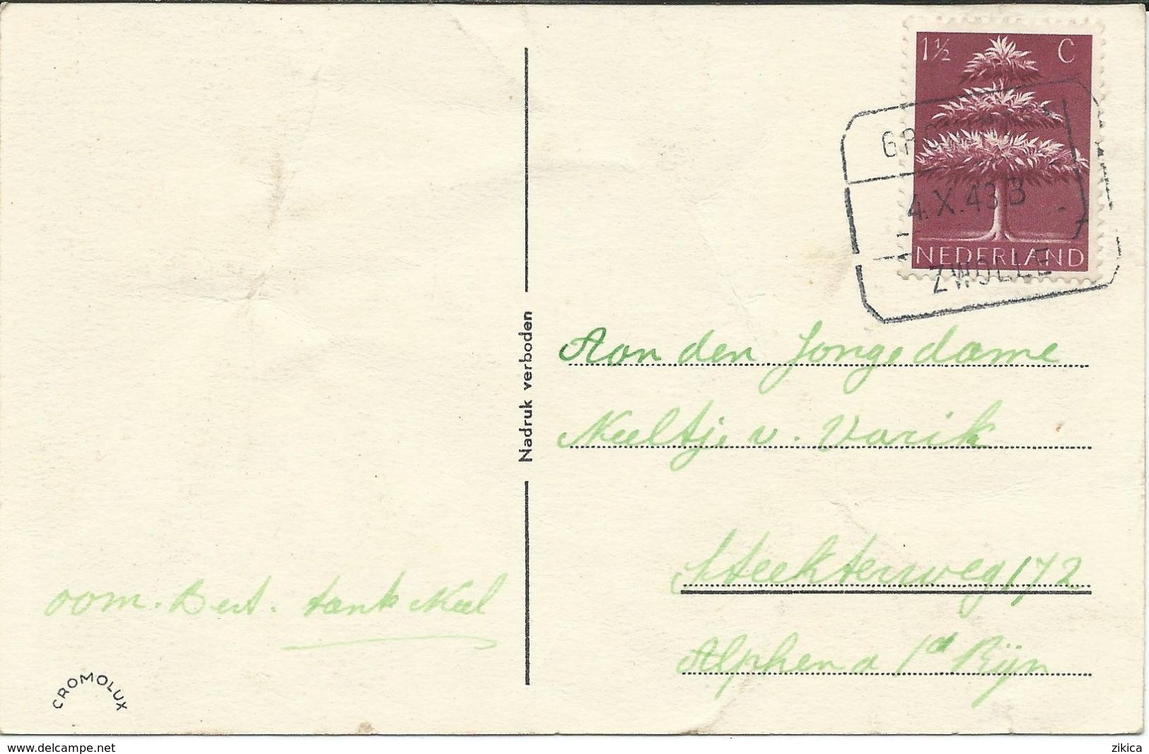 BLOKSTEMPEL - Groningen - Zwolle 4.X 1943 B. Postcard - Tjonge,dat Smaakt Lang Niet Slecht ! - Poststempels/ Marcofilie