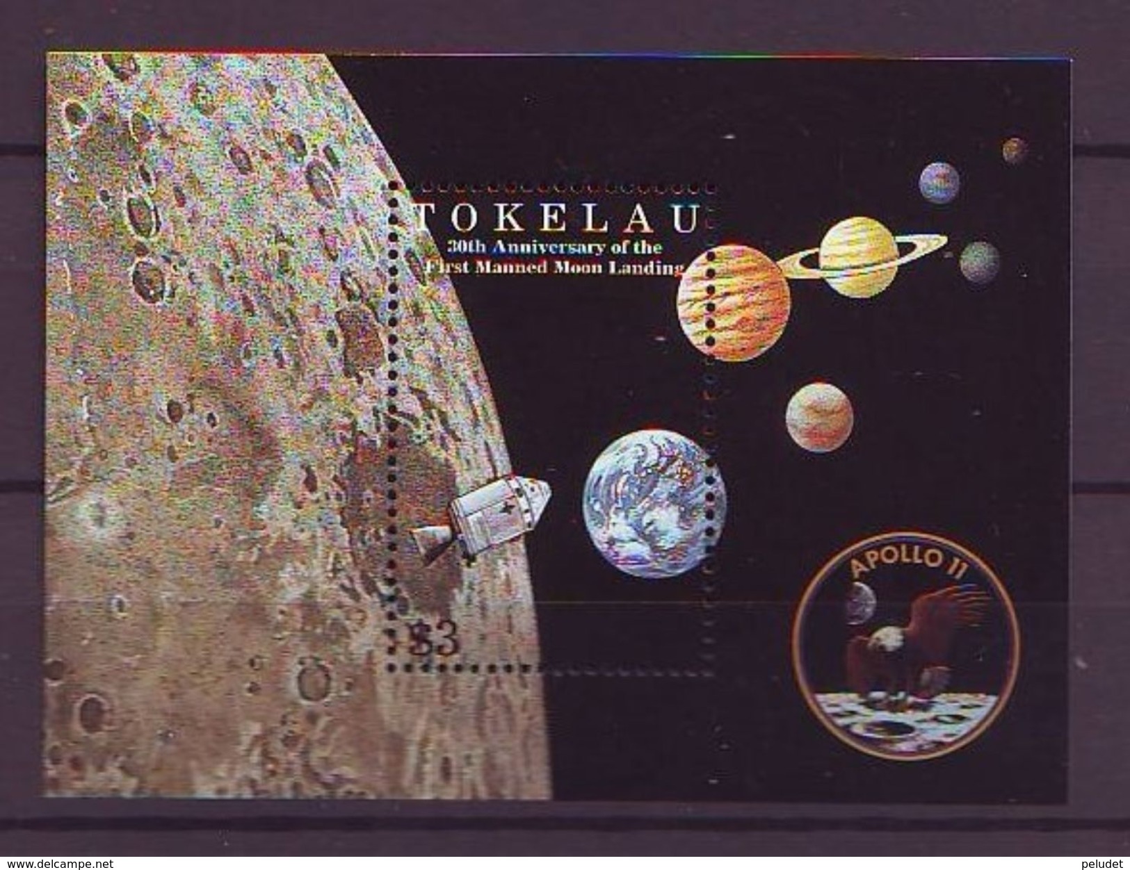 TOKELAU - 1999 The 30th Anniversary Of The First Manned Landing On Moon S/s - Mint** Mi B19 - Tokelau