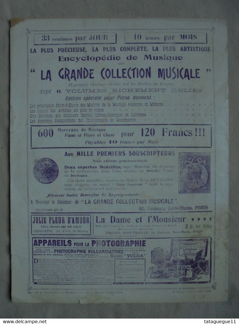 Ancien - Partition La musique de Théâtre et de Salon Orphée Début 1900