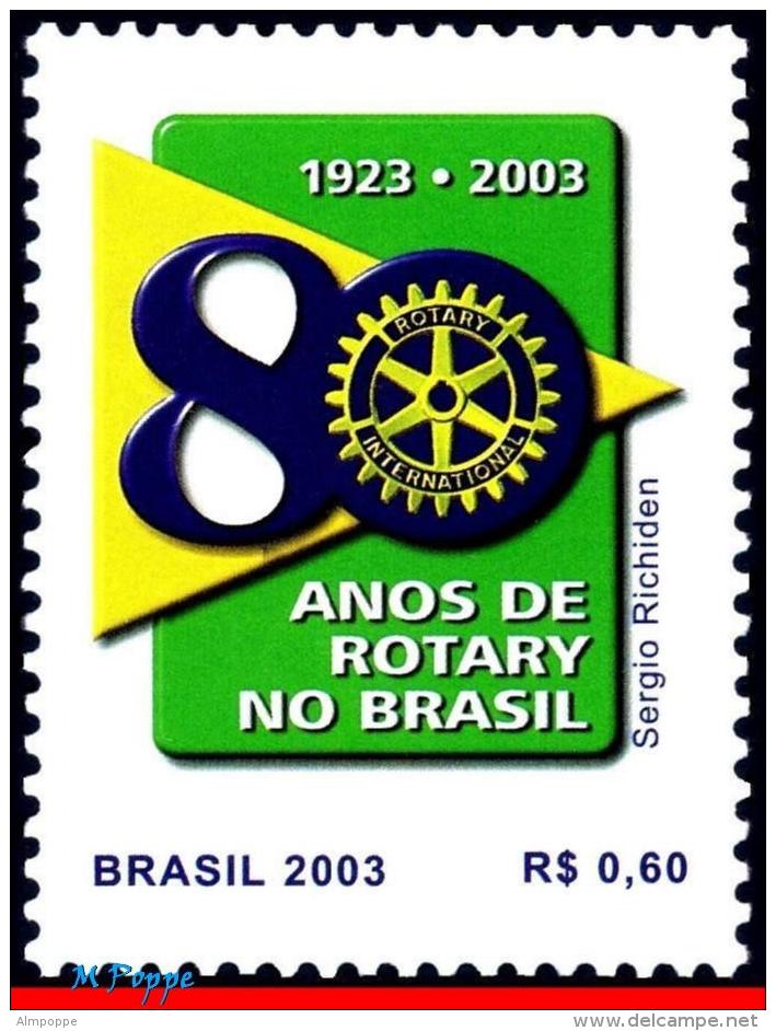 Ref. BR-2878 BRAZIL 2003 ROTARY, 80 YEARS,, MI# 3295, MNH 1V Sc# 2878 - Unused Stamps