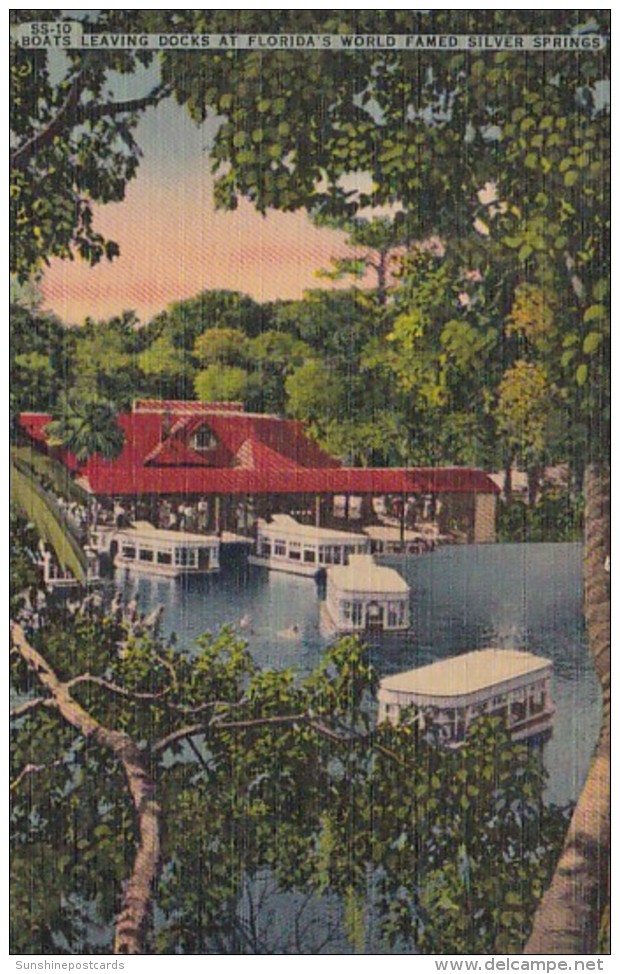 Florida Silver Springs Boats Leaving Docks - Silver Springs