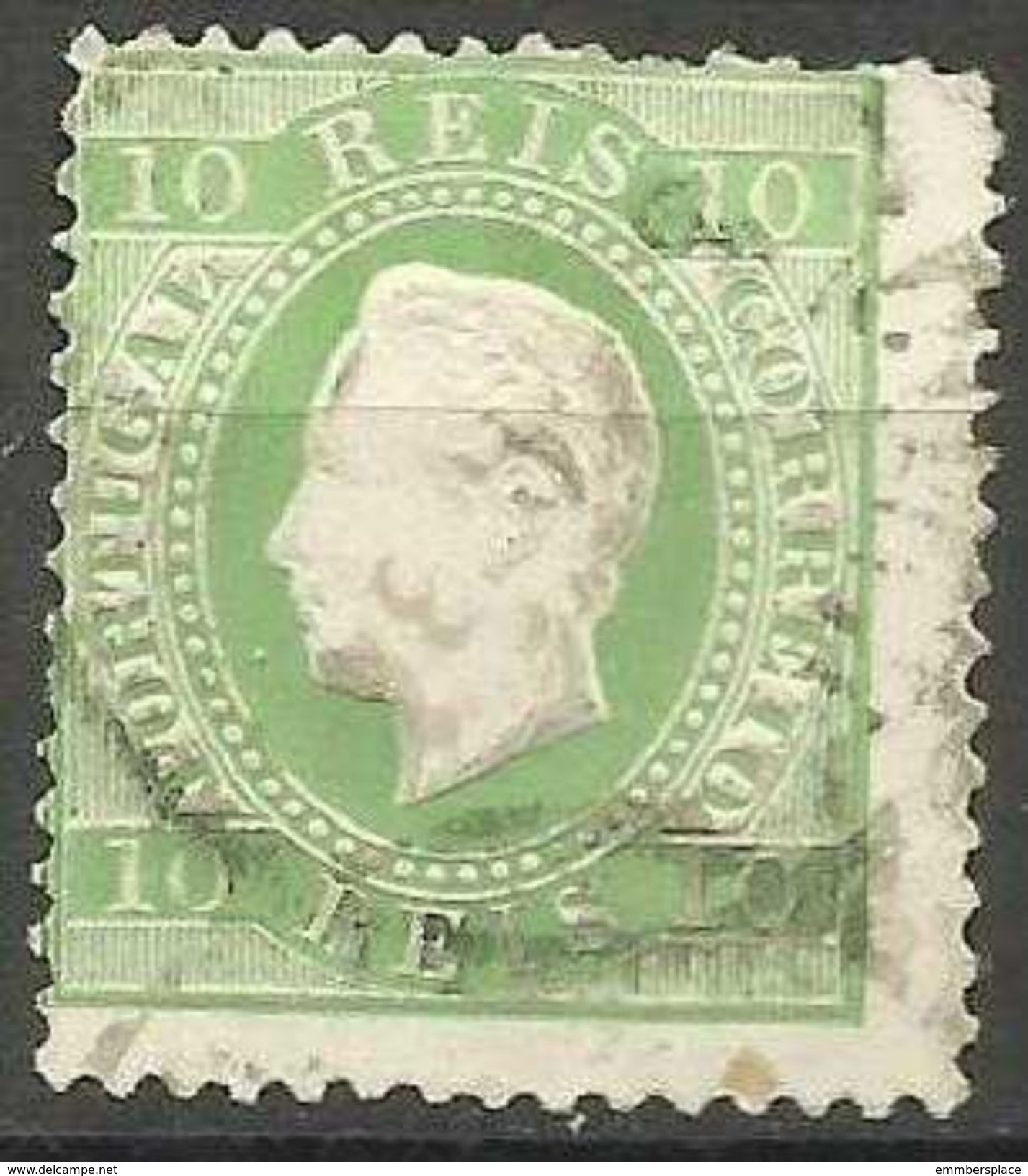 Portugal - 1880 King Luis 10r Green Used  SG 158    Sc 37b - Used Stamps