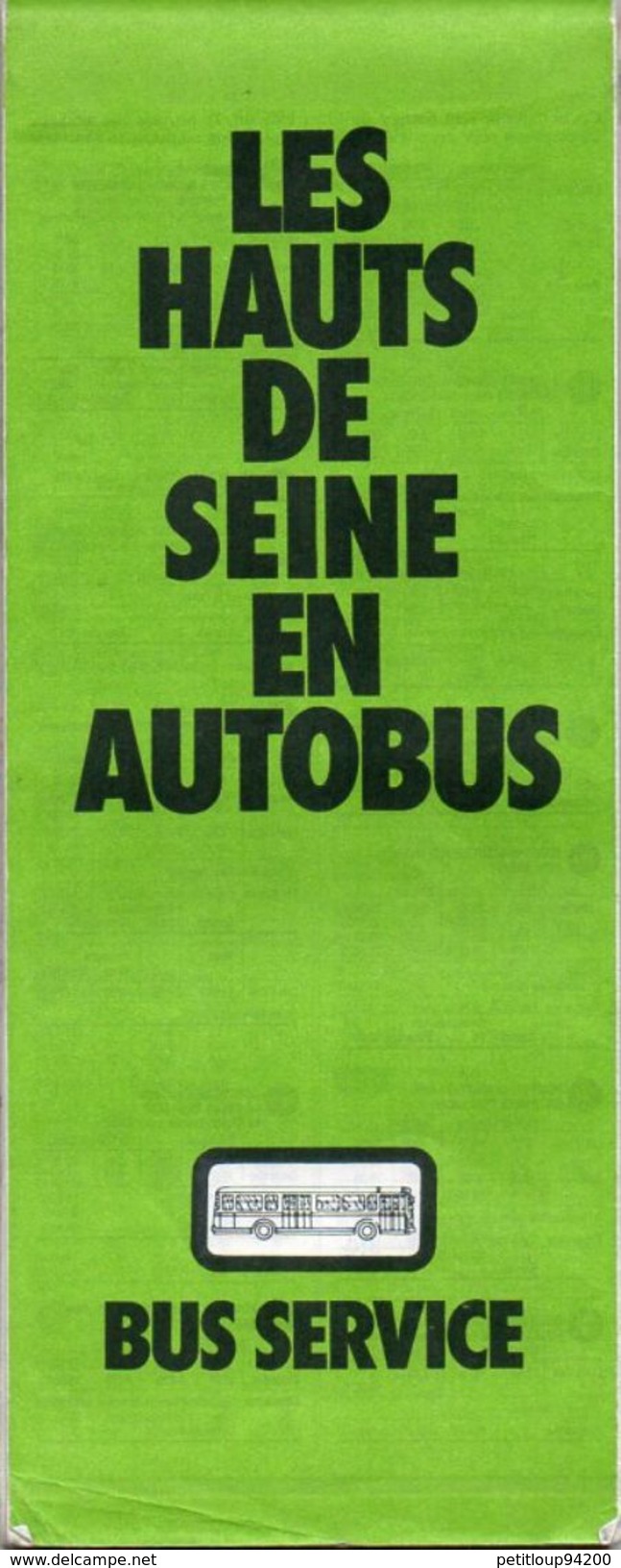 PLAN RATP Bus Service LES HAUTS DE SEINE EN AUTOBUS  Juin1982 - Europe