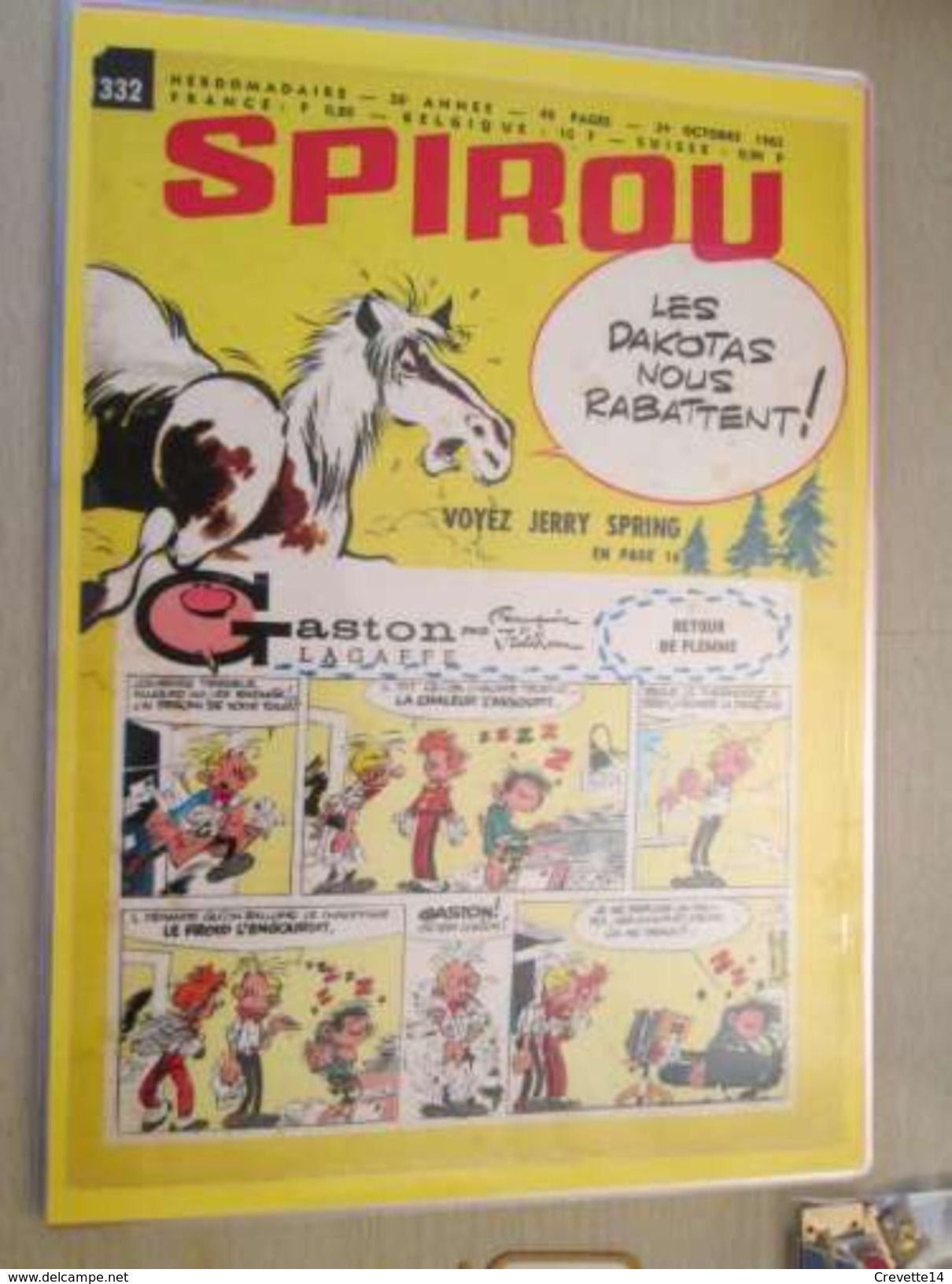 DIV415 : Clipping COUVERTURE SPIROU N°1332 De 1963 : GASTON LAGAFFE FRANQUIN + JERRY SPRING -  Pour  Collectionneurs ... - Franquin