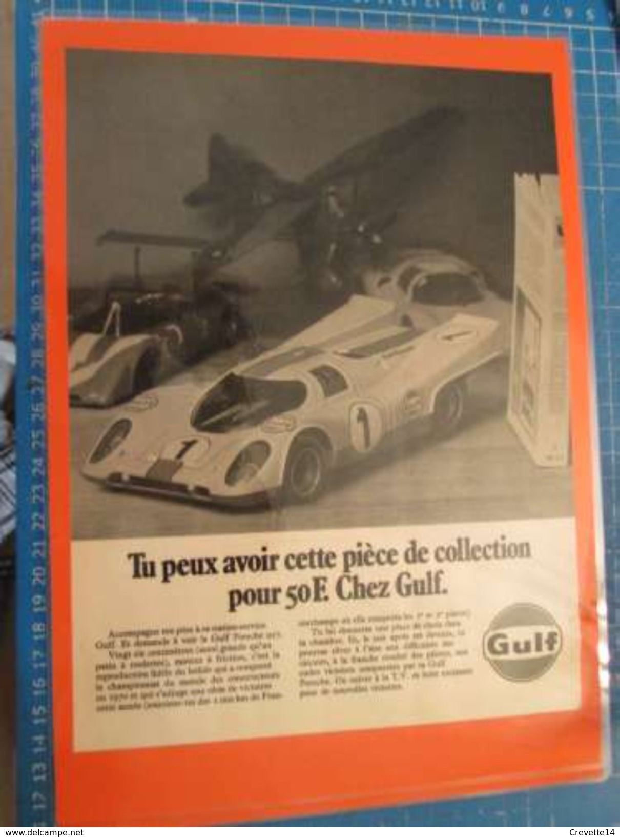 DIV415 : Clipping CADEAUX  PUBLICITAIRES  GULF PORSCHE 917  -  Pour  Collectionneurs ... PUBLICITE  Page De Revue Des An - Collectors E Strani - Tutte Marche