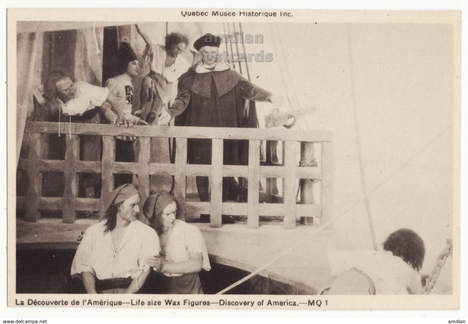 Discovery Of America - Life Size Wax Figures, Quebec Musee Historique C1940s Vintage Canada Museum Postcard M8814 - Other & Unclassified