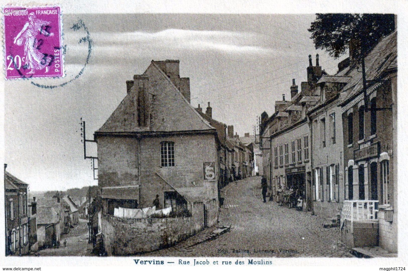 Cpa(02) Vervins - Rue Jacob Et Rue Moulins (sepia) - Vervins