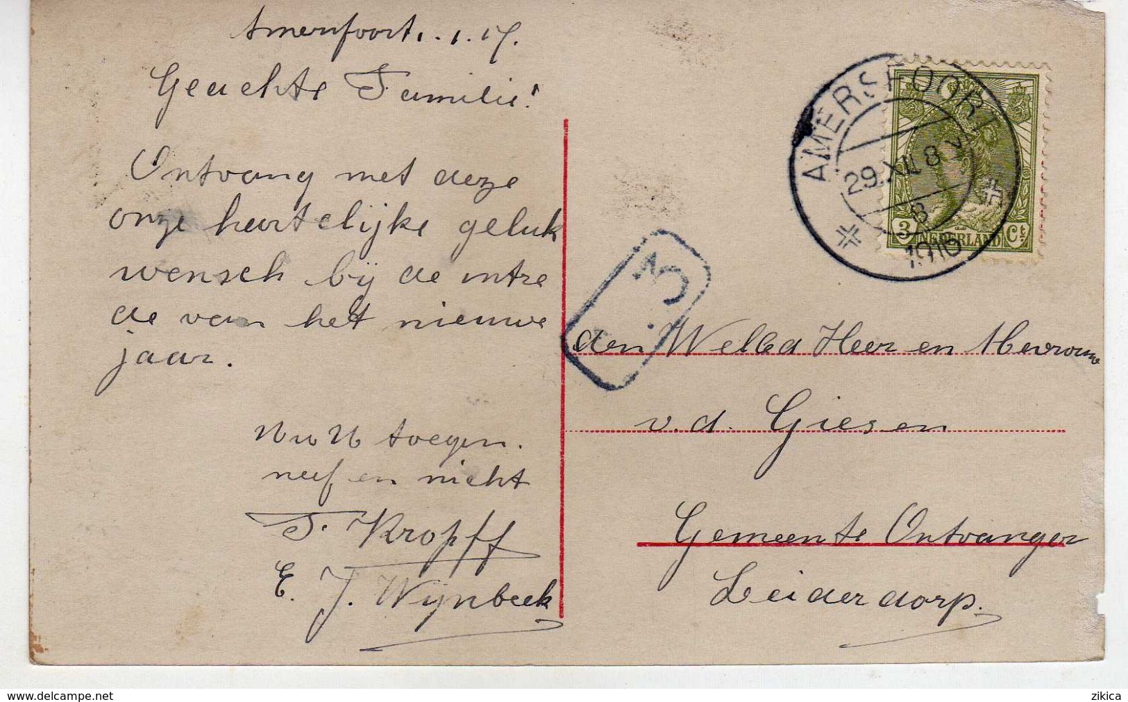 Netherlands Amersfoort - 29.XII 1916 ,,8".Postcard Motive New Year,Child,Girl - Brieven En Documenten