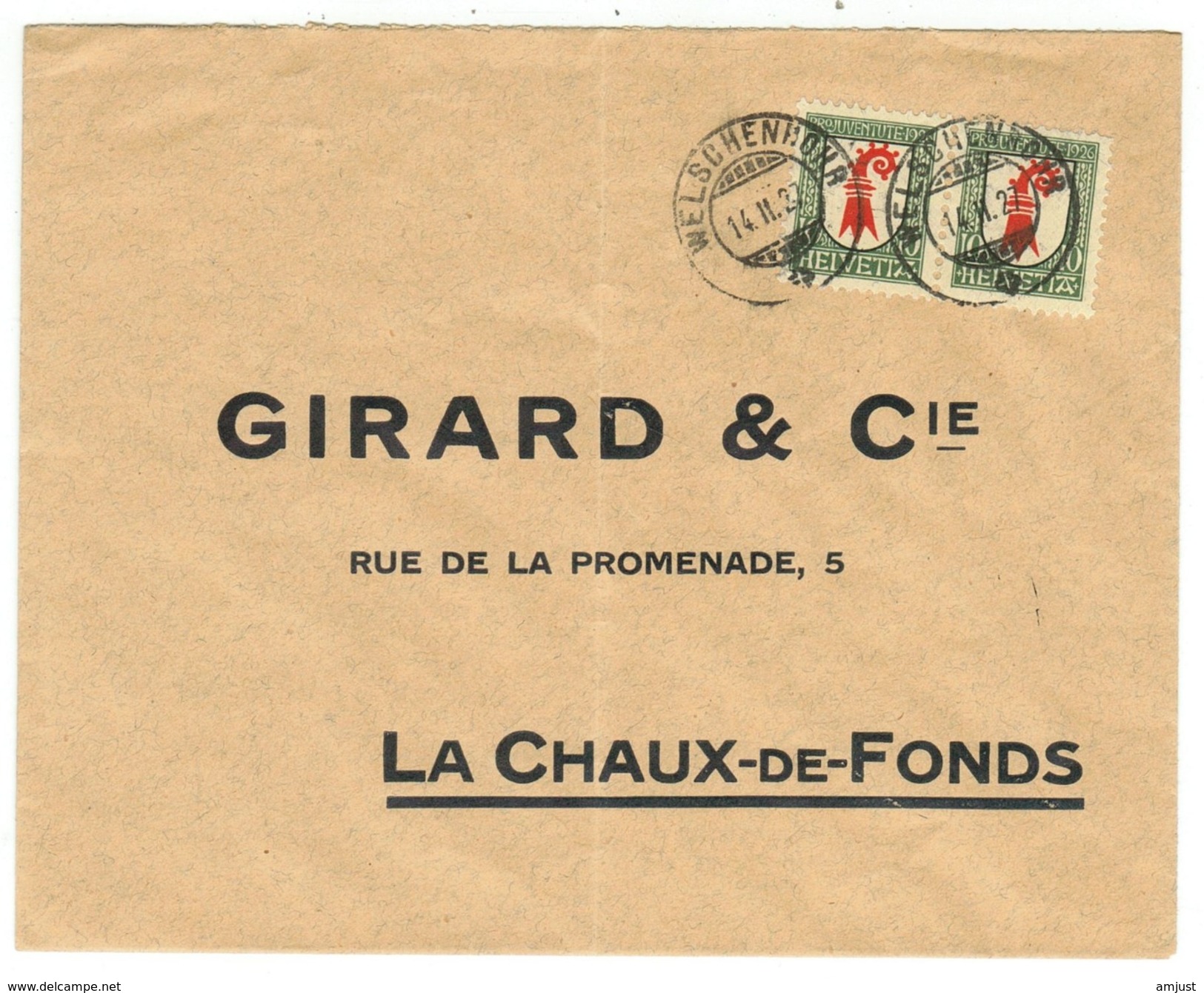 Suisse // Schweiz // Switzerland //  Pro-Juventute  //  Lettre Pour La Chaux-de-Fonds 14.02.1927 - Lettres & Documents