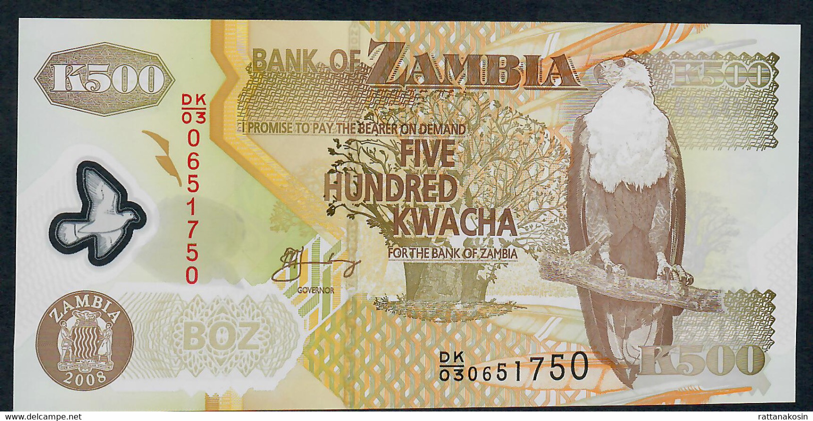 ZAMBIA P 43f 500 KWACHA 2008 #DK/03    UNC. - Sambia