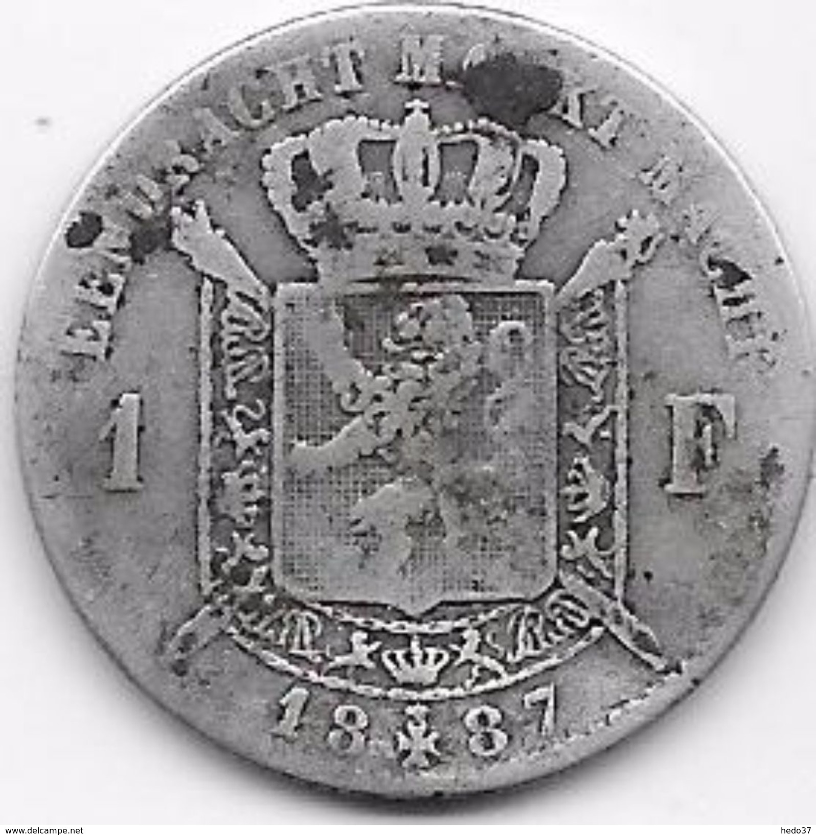 Belgique - 1 Franc 1887 - Argent - 1 Franc