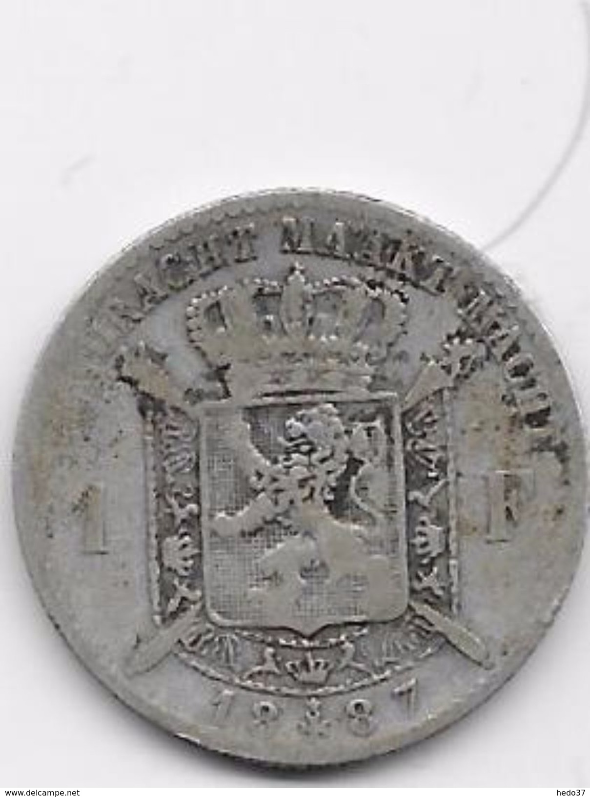 Belgique - 1 Franc 1887 - Argent - 1 Franc
