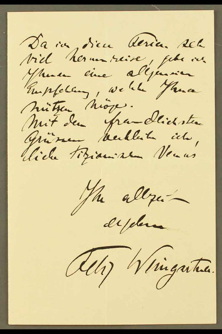 5059 FAMOUS COMPOSER & CONDUCTOR - FELIX VON WEINGARTNER Two Page Undated Letter, Clearly Signed In Black Ink. For More  - Other & Unclassified