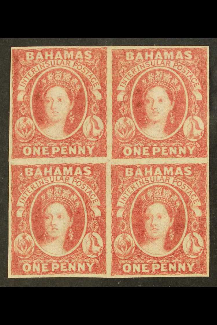 5376 1859-60 1d Lake On Medium To Thick Paper Slightly Translucent Paper (as Mentioned After SG 2), SUPERB MINT BLOCK OF - Other & Unclassified