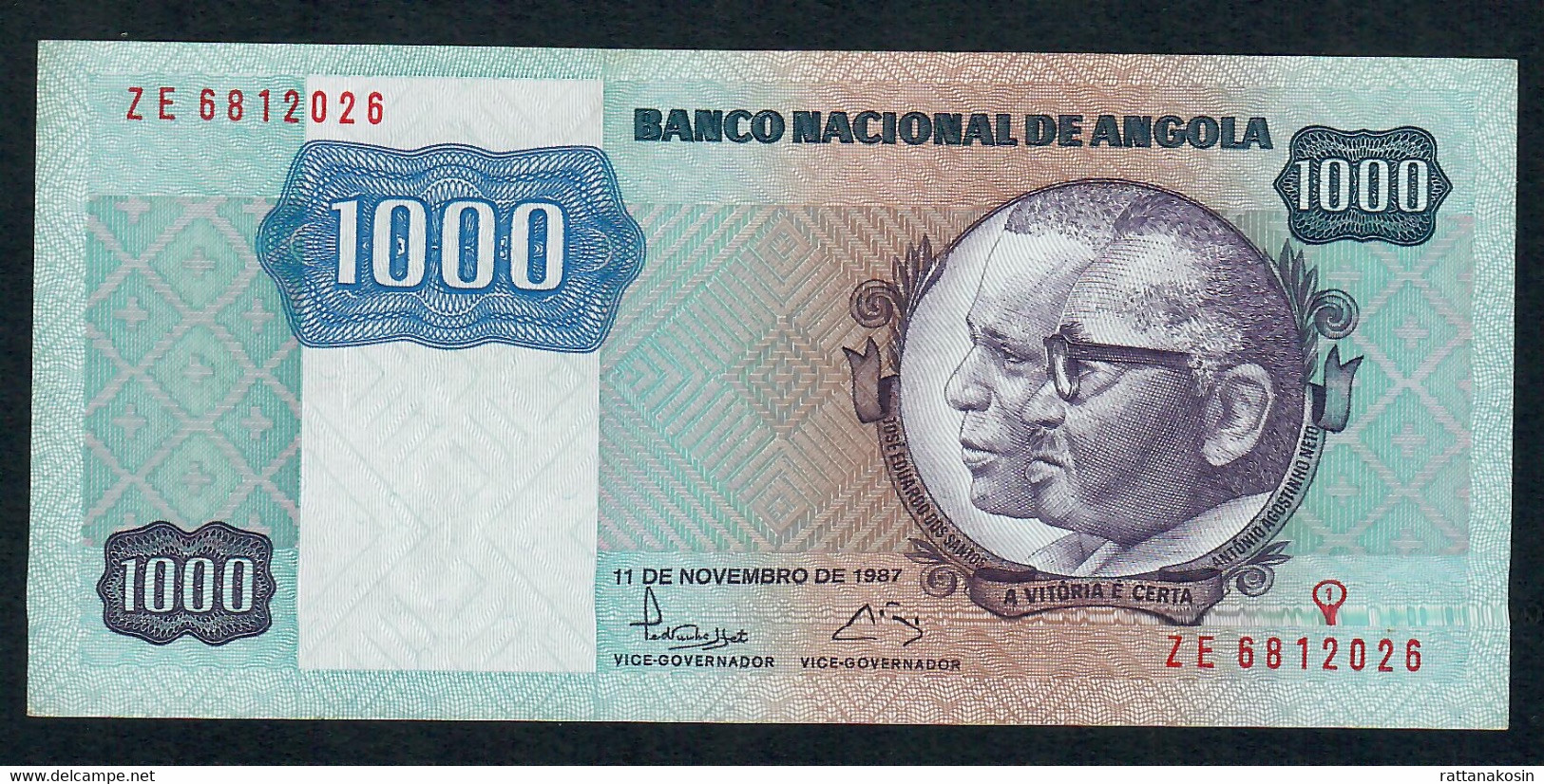 ANGOLA P121b 1000 KWANZAS  1987 #ZE REPLACEMENT  AU-UNC. - Angola