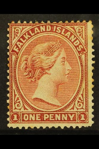 5995 1878-79 1d Claret, No Watermark, SG 1, Mint With Part Original Gum, Crease And A Few Toned Perfs, Cat £750. For Mor - Falkland Islands
