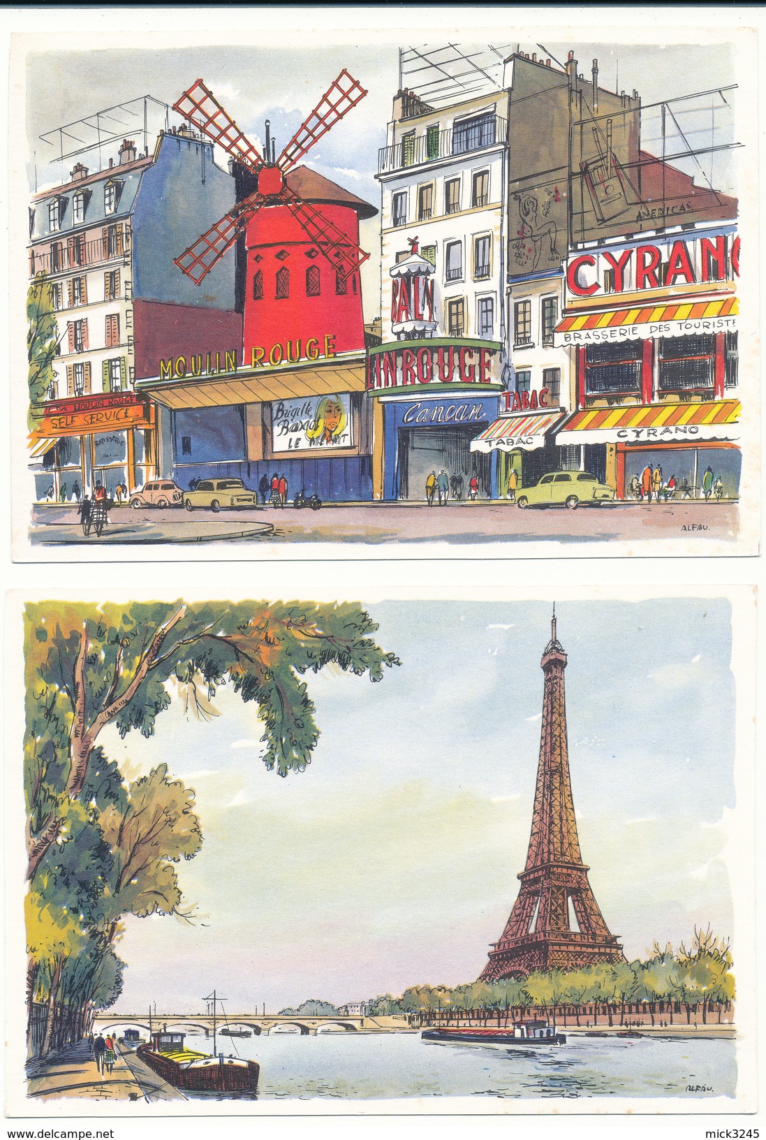 Lot De 12 Cartes De Paris - Peintures De Alfau - Editions Krisarts - Lots, Séries, Collections