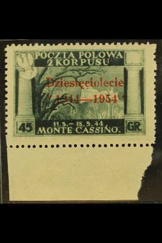 6733 POLISH CORPS 1954 Polish Government In London 45g Deep Green 10th Anniversary Of Monte Cassino With Vermilion Overp - Unclassified