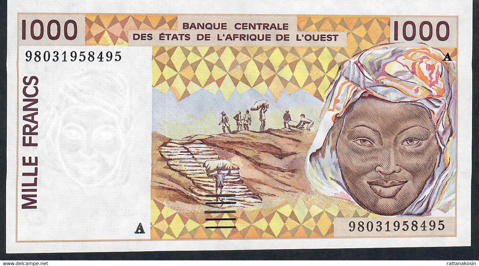 W.A.S. IVORY COAST P11Ah 1000 FRANCS (19)98  1998  UNC. - Costa D'Avorio