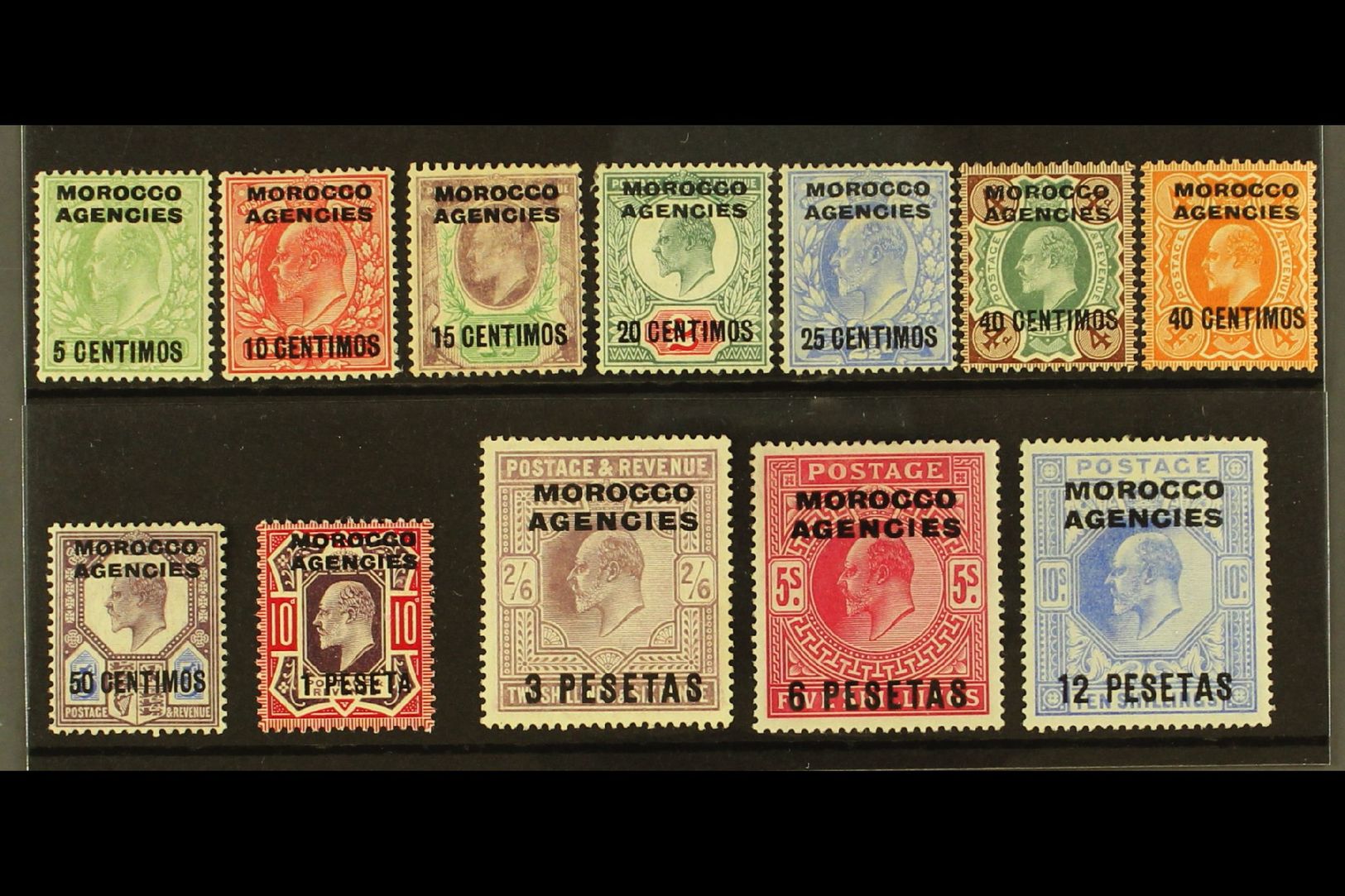 7104 SPANISH CURRENCY 1907-10 KEVII Complete Set, SG 112/23, Fine Mint. Fresh And Attractive. (12 Stamps) For More Image - Other & Unclassified