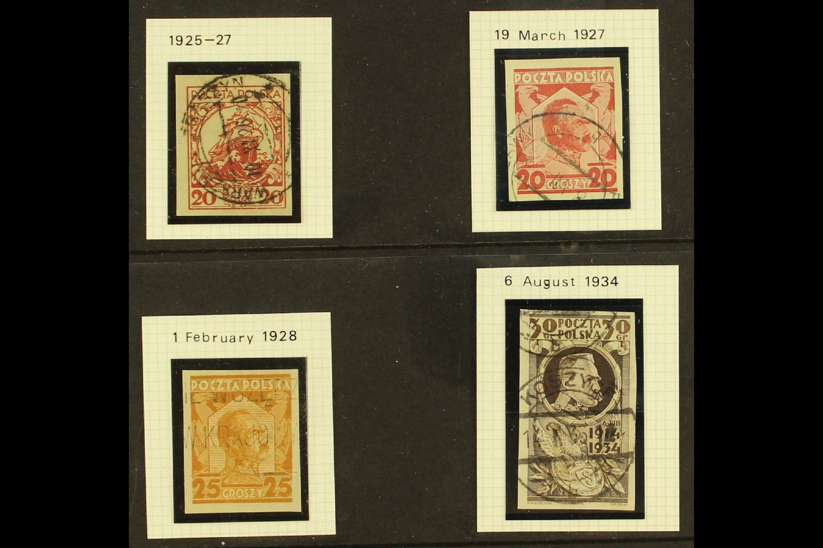 7411 1925-34 IMPERFS A Very Fine Used Group With 1925-27 20gr Red Galleon, Michel 239U, 1927 20gr Carmine Pilsuski, Mich - Other & Unclassified