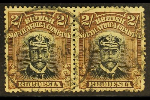 7478 1913-19 2s Black & Brown, Admiral, Die I, Perf. 14 Horizontal Pair, SG 214, Fine Used. For More Images, Please Visi - Other & Unclassified