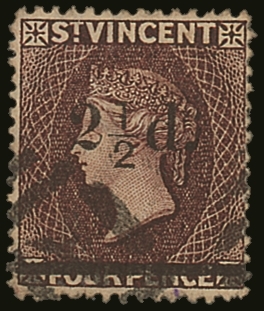 7571 1890 2½d On 4d Chocolate, SG 54, Very Fine Used. Not Often Seen In This Condition. For More Images, Please Visit Ht - St.Vincent (...-1979)
