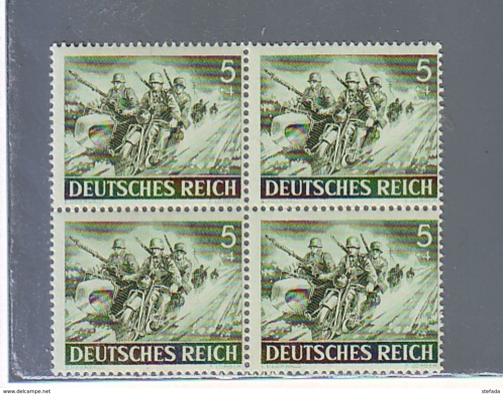 REICH  DEUTSCHLAND  GERMANY 1943  TAG DER WEHRMACHT MOTOCICLISTI   MNH** Mi.833 VIERBLOCK - Ungebraucht