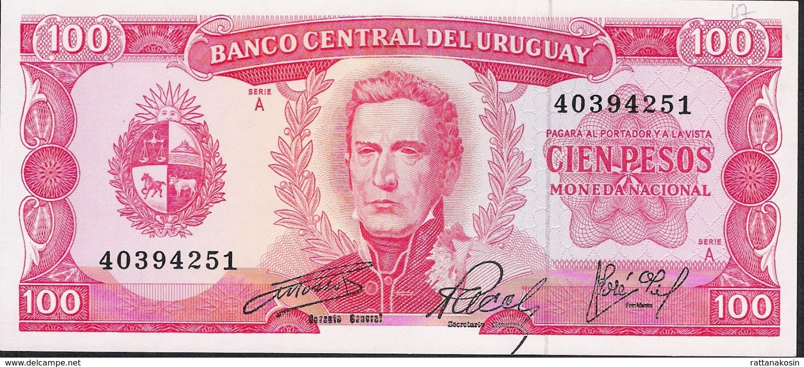 URUGUAY  P47  100  PESOS  1967   UNC. - Uruguay