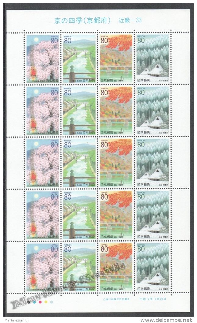 Japan - Japon 2000 Yvert 2920-23, Regional Emission. Prefecture Of Kyoto - Sheetlet - MNH - Neufs