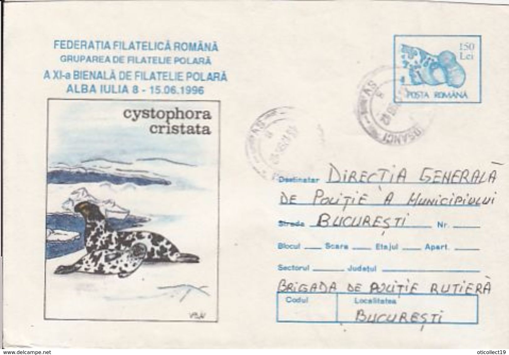 ARCTIC WILDLIFE, HOODED SEAL, COVER STATIONERY, 1996, ROMANIA - Arctic Wildlife