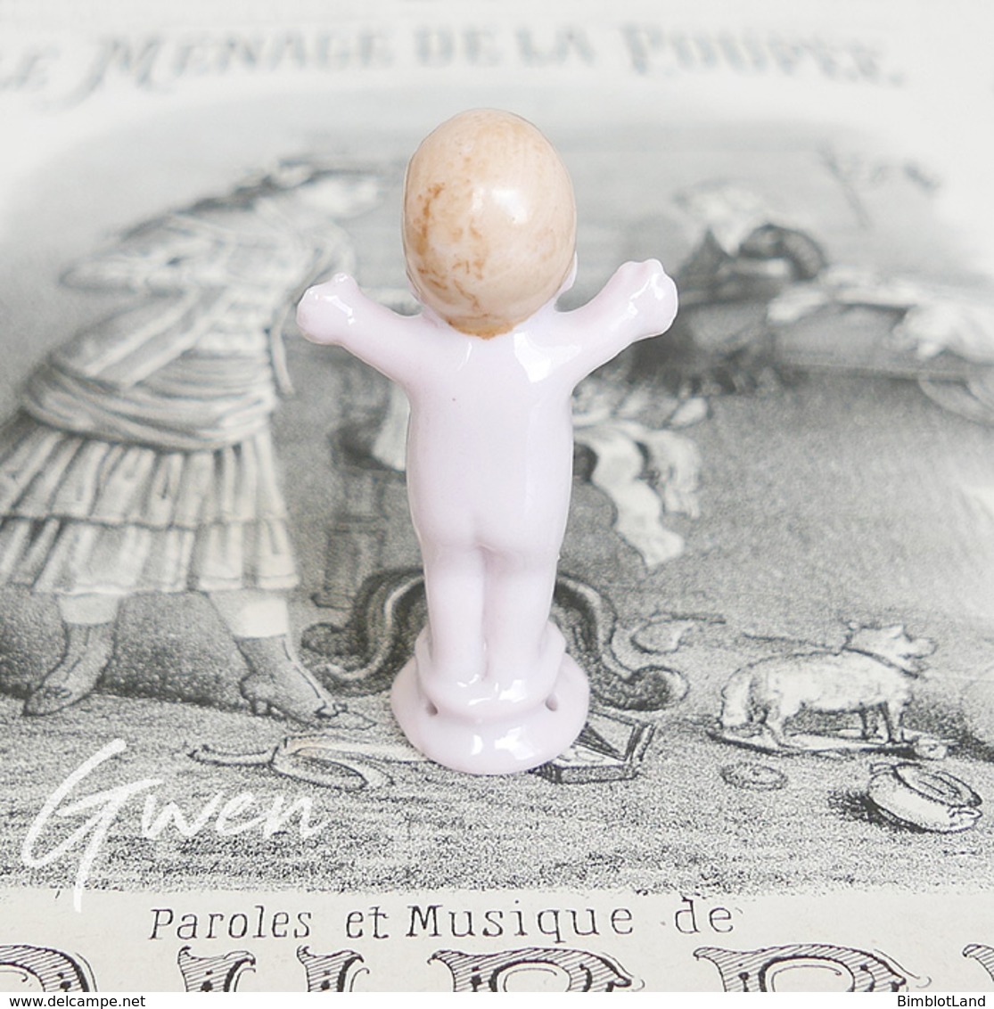 Demi Poupée Figurine Ancienne Allemande 55mm Sujet Bébé Kewpie Biscuit Miniature 1915 Boite à Poudre - Sonstige & Ohne Zuordnung