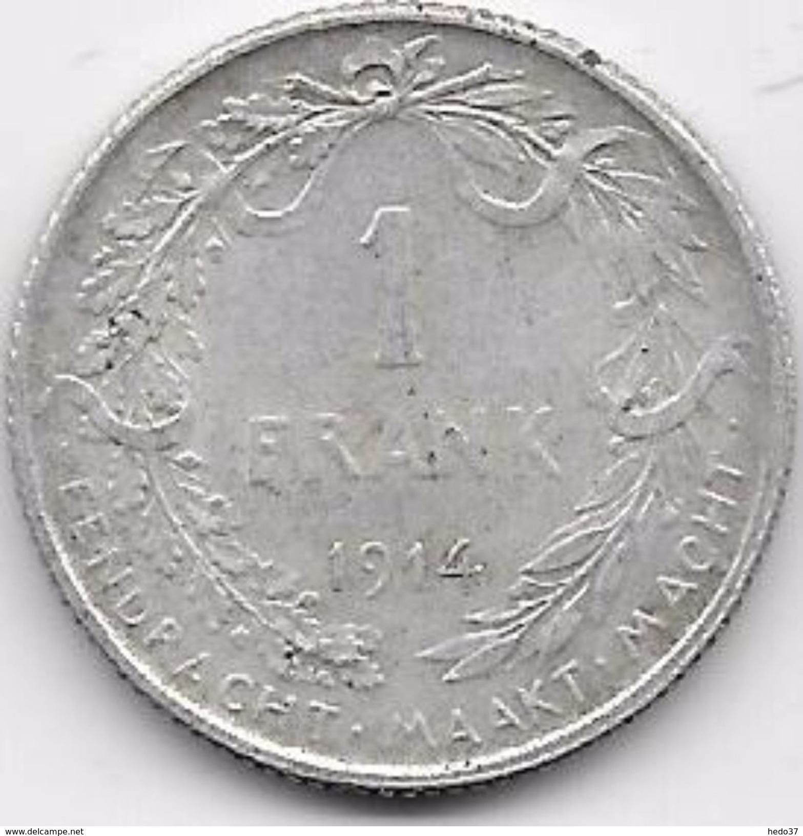 Belgique - 1 Franc 1914 - Argent - 1 Franc
