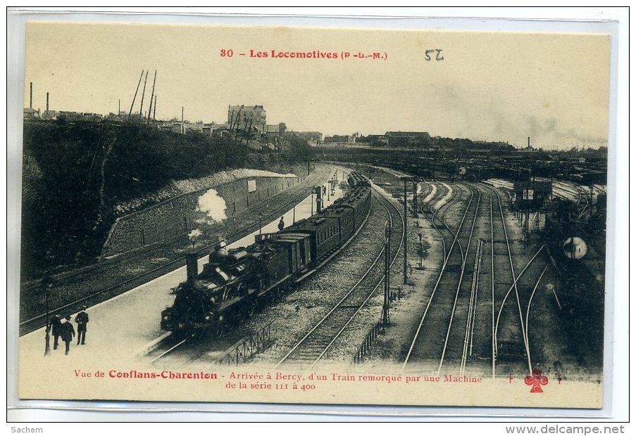 75 PARIS  Arrivée à Bercy Train Remorqué Par Machine Serie 111 à 400- Vue De Conflans Charenton   - Locomoti  /D17-2017 - Pariser Métro, Bahnhöfe